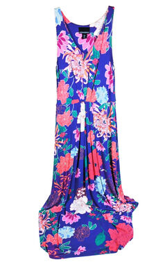 Cynthia Rowley Long Floral Maxi Dress Womens Med Stretch Purple Multicolor Rayon